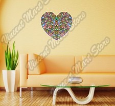 Pegatina de pared arco iris colorida abstracta Love Heart decoración interior habitación 22"X22"
