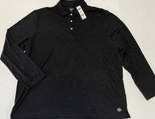 ZELOS Camisa Hombre Talla XXL (2XL) Manga Larga Negro Punto Polo Top $50 NUEVO (fs39)