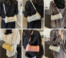 Bolso de mano retro plisado para axilas de moda y de moda para mujer Bolso de viaje