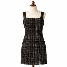 Mini Vestido WAYF Para Mujer M Sin Mangas Texturizado Negro Blanco Caprichoso Coqueto Nuevo con Etiquetas