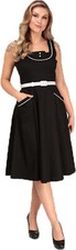 Collectif »KINSLEY TWO-TONE« Vintage Träger SWING DRESS Kleid Schwarz Rockabilly