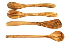 Cubiertos de cocina MADERA DE OLIVO 4 piezas con cubiertos para ensaladas cuchara de cocina volteador de sartenes madera