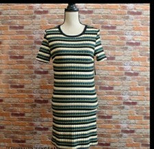 Vestido metálico Fashion Union para mujer 8, S manga corta a rayas elástico