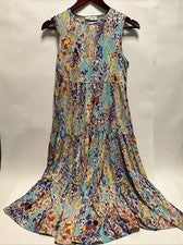 Vestido midi sin mangas floral estilo campesino Beeson River para mujer talla S