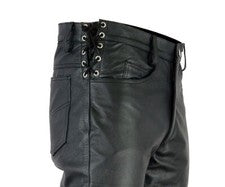 Longitud 28-36 Cintura 30-44 Ajustable Cintura Cordones Pantalones Hombre Cuero Genuino Pantalón