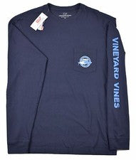 Camiseta Vineyard Vines Para Hombres Manga Larga Dos Sábalos Bolsillo Vineyard Azul Marino XS