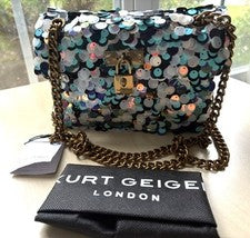 Nuevo con etiquetas Bolso de Mano Kurt Geiger TODO LENTEJUELAS 8x6" Mini Brixton Convertible X-body