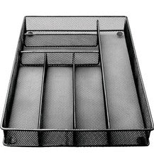 Paquete de 2 bandejas de cubiertos de malla para utensilios de cocina 6 compartimentos - negras