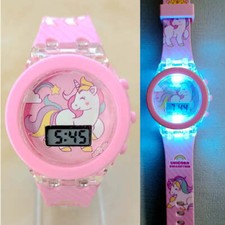 Reloj colorido con flash digital unicornio para niñas y niños