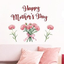 Calcomanía de Pared PVC Floral Rosa 60x30cm para Día de la Madre para Decoración del Hogar