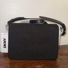 Bolso Bandolera Mujer DKNY Desiree Logo Cadena Eslabón Solapa - Negro (Usado)~
