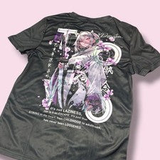 Camiseta Anime Manga Corta S Negra Estilo Japonés Estampado Trasero Estampado Grande Calle