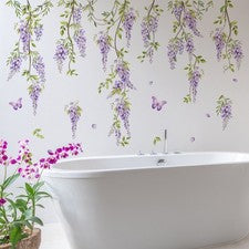 Pegatina de pared estilo contemporáneo con estampado floral de vid para decoración de paredes del hogar