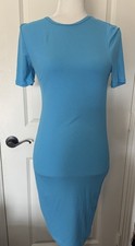 Vestido para mujer Laundry By Design acanalado azul body con talla pequeña