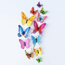 Pegatinas de pared de mariposas de colores mezclados imanes 12 calcomanías artísticas 3D decoración del hogar
