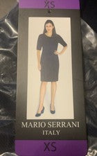 Vestido para mujer Mario Serrani Italia tejido sin arrugas talla XS azul marino medianoche