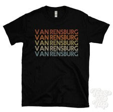 CAMISETA ESTILO RETRO REPETIDA VAN RENSBURG para hombre y mujer novedad genial nombre regalo