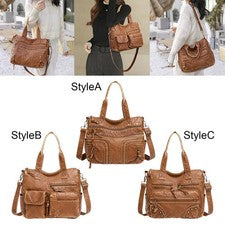 Bolso de mano suave para mujer bolso de viaje asa de cuero PU hombro vacaciones