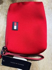 Tommy Hilfiger Rojo Bolso sin asas Muñequera Logo Cremallera Mujer’s Sólido Rectángulo Diseñador