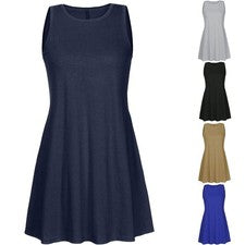 For Daily Home Wear Damen solides Kleid Rundhalskleid für Zuhause entspannend
