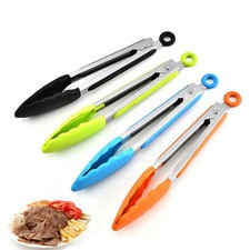 Utensilios de cocina de silicona para servir ensalada para barbacoa utensilio de acero inoxidable