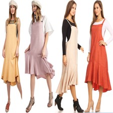 Moda Para mujeres Vestido Midi Vestido Falda con Correa con Botones Delantal Dobladillo Peplum