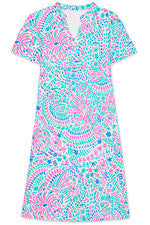 Vestido para mujer - Vestido estampado - Mini vestido - XL - Algodón - Azul Rosa