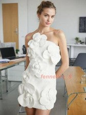 Vestido corto lápiz de fiesta de noche con un hombro fluidos 3D de moda para mujer