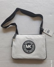 Bolso Mensajero Michael Kors Brooklyn Blanco Brillante Expandible - Unisex - 10' x 7'