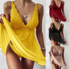 Caliente nuevo vestido de moda encaje ropa de dormir monocromática ropa interior cómoda