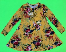 DISCRETO Vestido Mujer Manga Larga Talla GRANDE Amarillo con Flores NUEVO