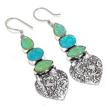 Titanio Druzy piedras preciosas hecho a mano 925 plata esterlina joyería pend...