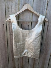 Bolso de Mano BAGGU Natural Fresado Suave Guijarro Cuero Cartera DORADO Metálico