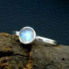 Precioso anillo hecho a mano de plata de ley 925 con piedras preciosas de luna regalo para C-270
