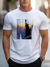 Camiseta elegante inspirada NYC estampado patriótico transpirable color blanco