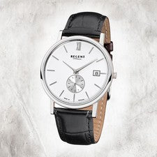 Regent Reloj De Cuero Para Hombre GM-1451 Reloj De Cuarzo Pulsera Negra URGM1451