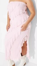 Maxi vestido ceñido al cuerpo con volantes de encaje para mujer - Wild Fable rosa claro XXL: