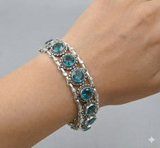 Pulsera de cadena de joyería de plata de ley 925 hecha a mano con piedras preciosas de topacio azul de Londres