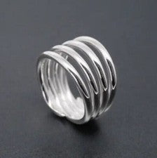 Hermoso anillo de joyería de plata de ley 925 con banda de cuatro capas hecho a mano SR343