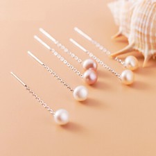 Pendientes Plata 925 Perlas Bouton Agua Dulce Mujer Pendientes