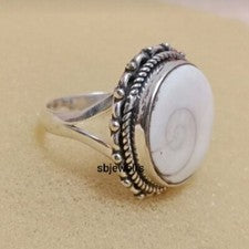 Anillo de plata de ley 925 concha de ojo de Shiva hecho a mano día de la madre D-332