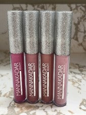 Juego de Brillo Labial Manna Kadar Beauty, 4 Tonos Alto Pigmento ~ Aceites Labiales Lujosos Nuevo