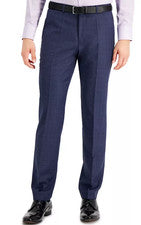 Hugo Boss Hombre Pantalones Traje Calce Moderno - Talla 38 x 32 - Azul Marino Micro Cuadros