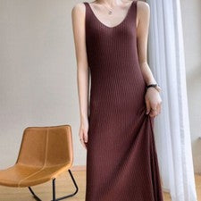 Vestido de punto elástico para mujer Camisón Vestido interior Tirantes Top Delgado
