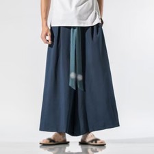 Pantalones sueltos informales de lino de algodón estilo étnico chino para hombre