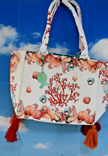 BOLSO DE PLAYA/CARTERA/TOTE ANTICA SARTORIA 2025 BORLA CORAL Y CONCHAS NUEVO CON ETIQUETAS