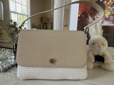 Bolso Bandolera Tommy Hilfiger Para Mujer Marfil Beige Imitación Cuero Nuevo con Etiquetas $118