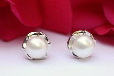 YR030 Echt Süßwasser Zucht Perlen Schmuck Ohrringe Ohrhänger Zirkonia 925 Silber