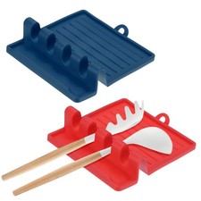 Paquete de 2 reposapiés de silicona para cocina múltiples, resistentes al calor [rojo, azul oscuro]