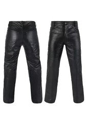 Pantalones de motociclista clásicos de cuero para hombre RS '501 ESTILO JEANS' negros